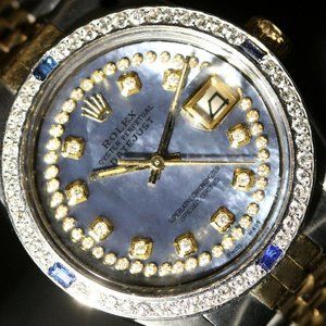 Rolex Mens Datejust Two Tone Mother of Pearl Diamond String Dail